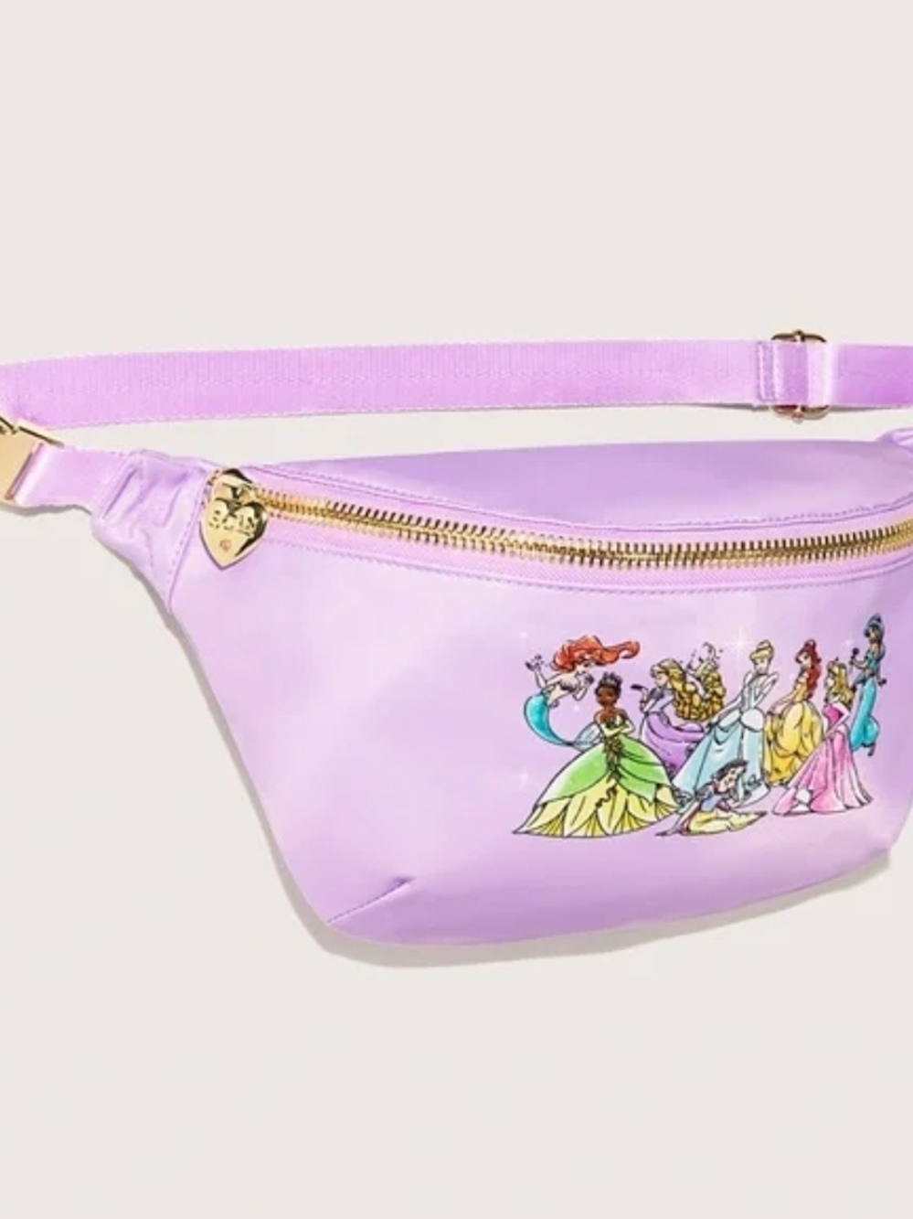 Lavender Princess Print Fanny Pack with Gold Zip